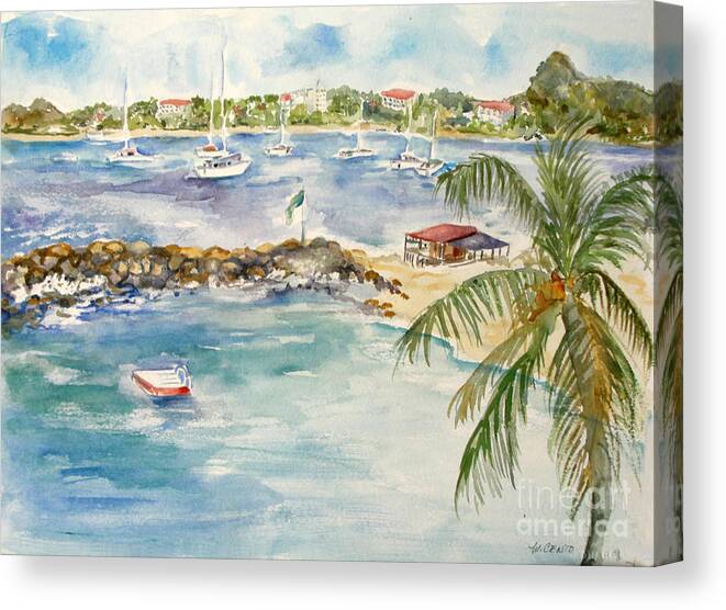 Seascape Canvas Print featuring the painting Flamingo View by Mafalda Cento
