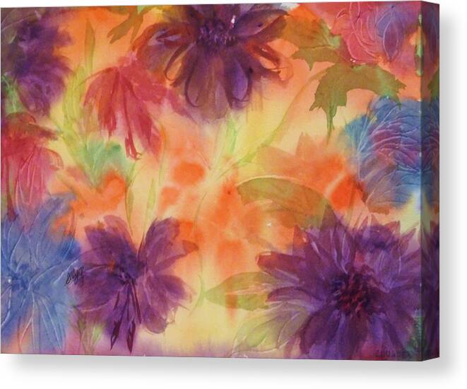 Floral Canvas Print featuring the painting Floral Fantasy by Ellen Levinson