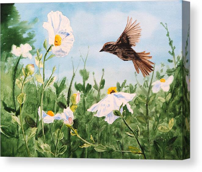 Summer Canvas Print featuring the painting Flying Bird by Masha Batkova