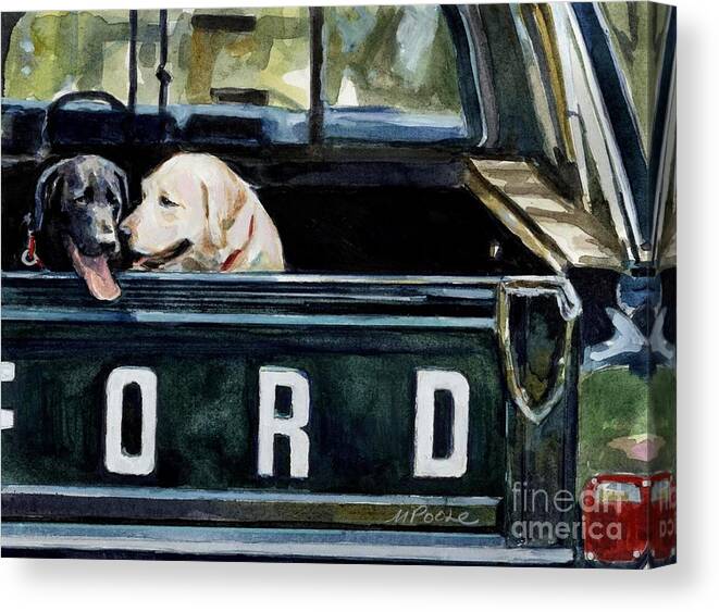Dogs Canvas Print featuring the painting For Our Retriever Dogs by Molly Poole