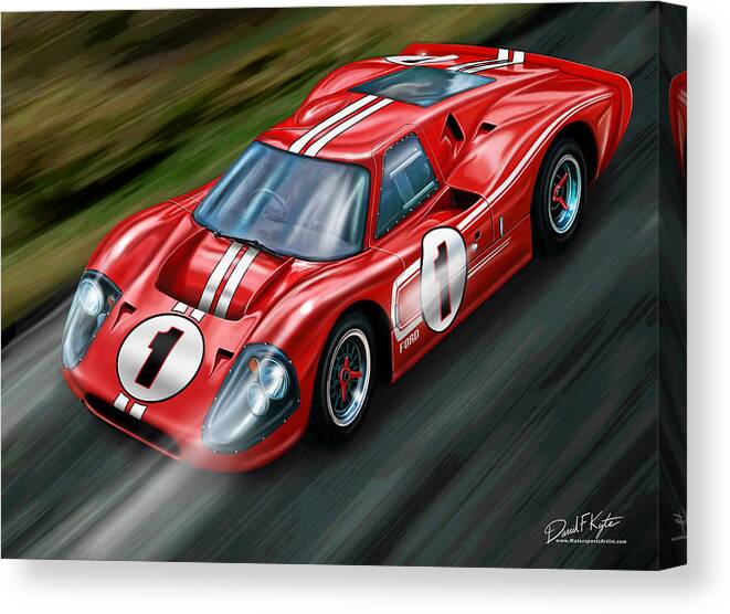 Ford Canvas Print featuring the painting Ford GT-40 at Le Mans by David Kyte