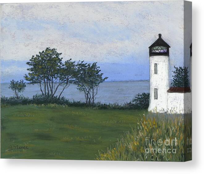 Camp Casey Canvas Print featuring the painting Fort Casey Lighthouse by Ginny Neece