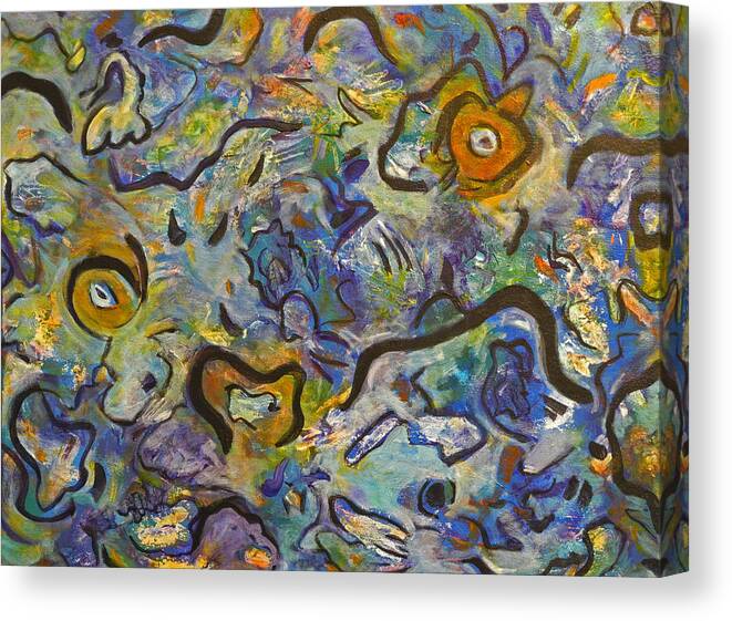 Abstract Canvas Print featuring the painting Frantic Rooster by Lynda Lehmann
