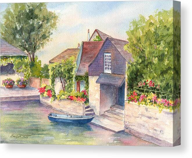 French Canvas Print featuring the painting French Boathouse Azay le Rideau by Vikki Bouffard