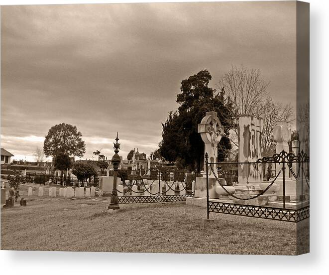 Live Canvas Print featuring the photograph From one headstone to another.......shhhh by Max Mullins