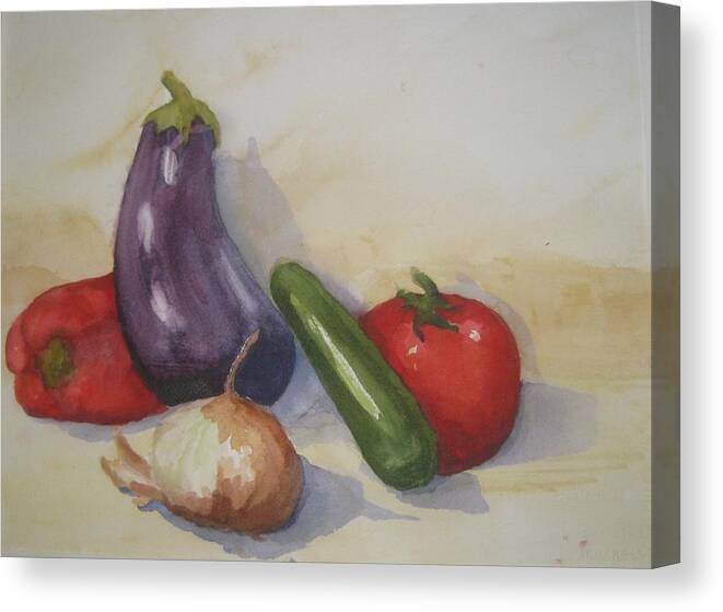 Eggplant Canvas Print featuring the painting From the Tuscan Garden by Maria Hunt