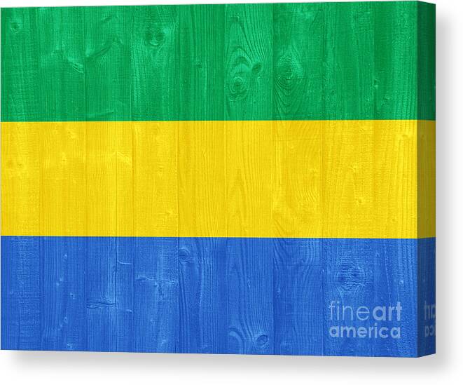 Gabon Canvas Print featuring the photograph Gabon flag by Luis Alvarenga