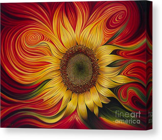 Sunflower Canvas Print featuring the painting Girasol Dinamico by Ricardo Chavez-Mendez