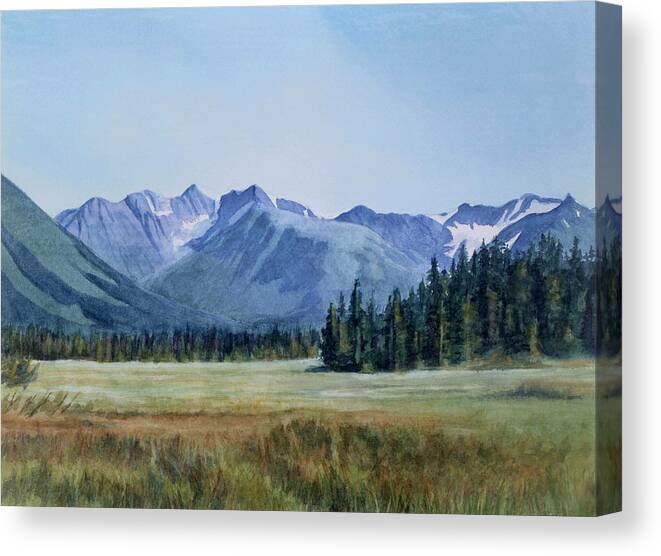 Alaska Canvas Print featuring the painting Glacier Valley Meadow by Sharon Freeman