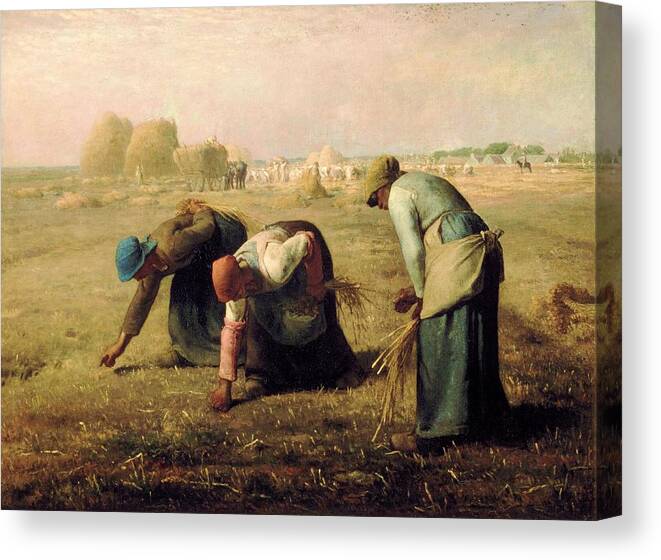 Gleaners Canvas Print featuring the painting Gleaners by Jean Francois Millet