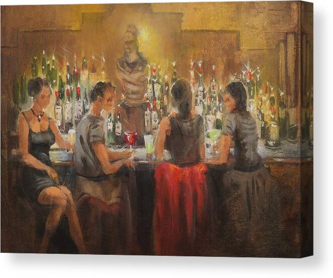  Bar Canvas Print featuring the painting Goddess of Food and Drink by Tom Shropshire