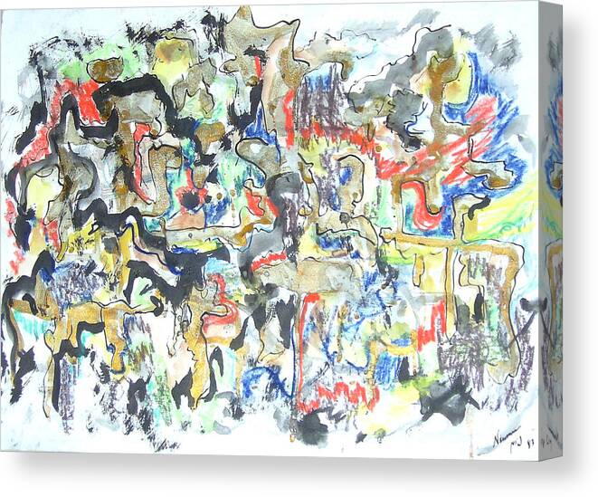 Watercolor Canvas Print featuring the painting Gold in Abstract by Esther Newman-Cohen