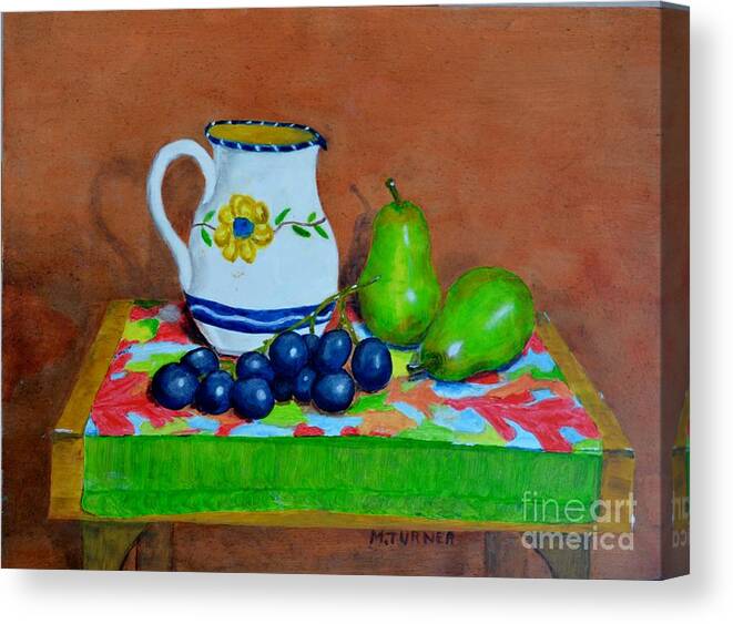 Pairs Canvas Print featuring the painting Grapes And Pairs by Melvin Turner