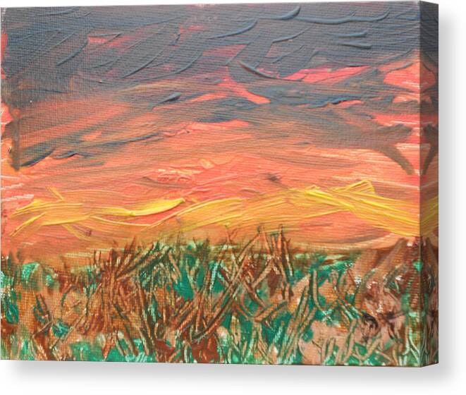 Sunset Canvas Print featuring the painting Grassland Sunset by David Trotter