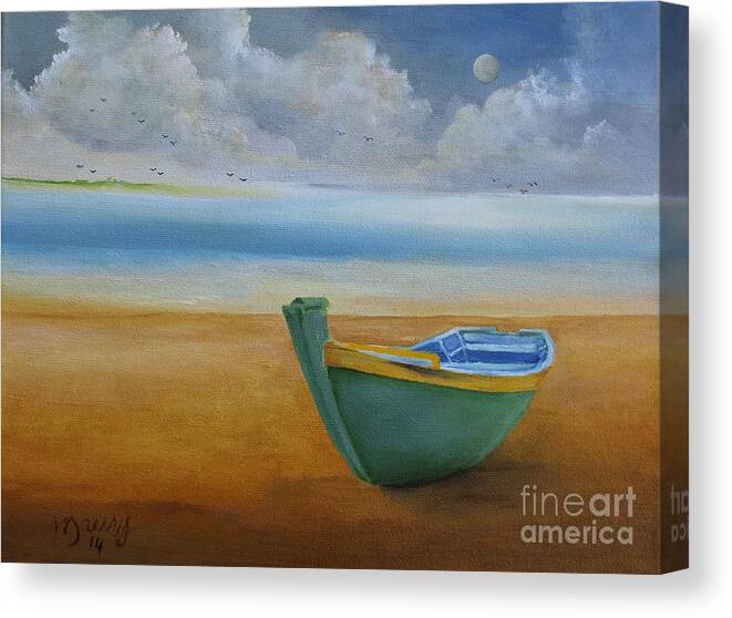 Impressionism Canvas Print featuring the painting Green Boat by Alicia Maury