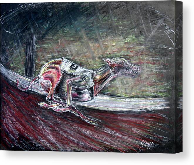 Dog Canvas Print featuring the drawing Dog art greyhound number three by Tom Conway