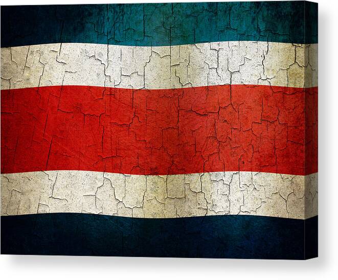 Aged Canvas Print featuring the digital art Grunge Costa Rica flag by Steve Ball
