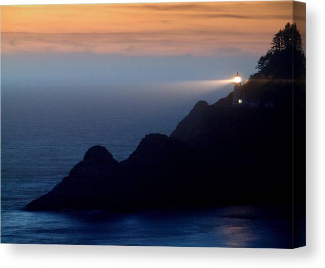 Light Canvas Print featuring the photograph Guiding Light at Dusk by HW Kateley