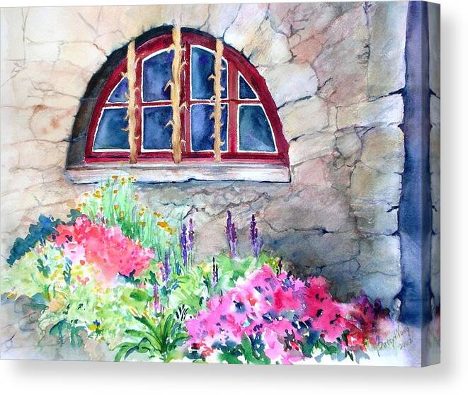 Window Canvas Print featuring the painting Half moon window by Betty M M Wong