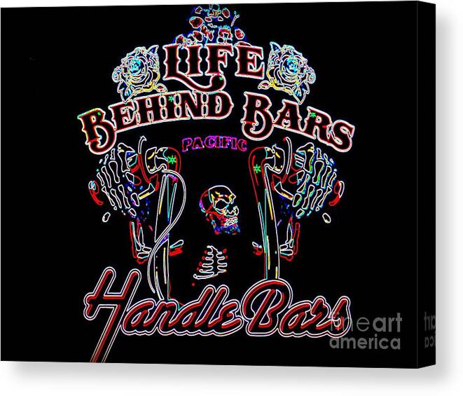 Neon Canvas Print featuring the photograph Handle Bars in Neon by Kelly Awad