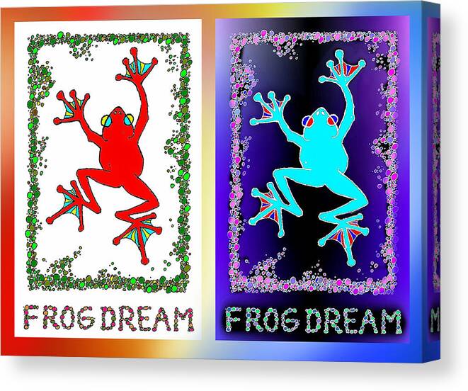 Happy Canvas Print featuring the digital art Happy Frogs by Hartmut Jager