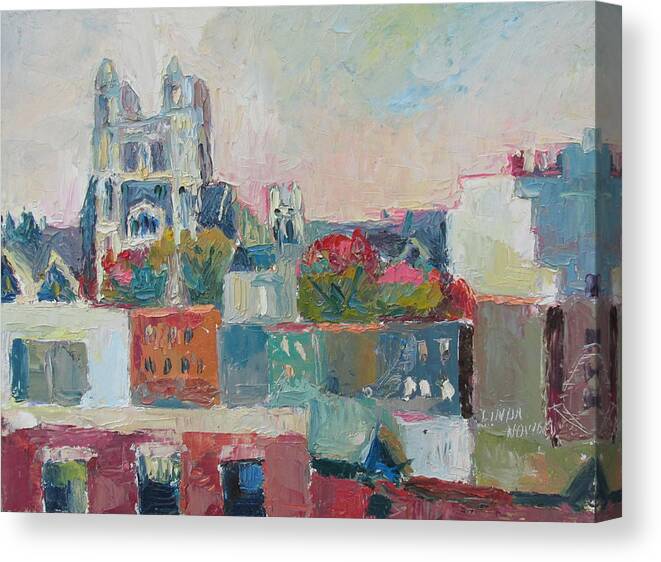 Harlem Canvas Print featuring the painting Harlem Rooftops by Linda Novick