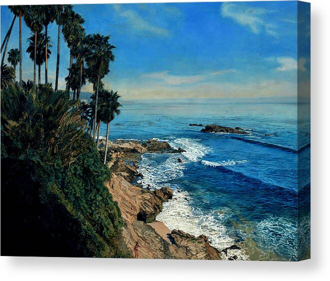 Laguna Beach Canvas Print featuring the painting Heisler Park by Patrick Whelan