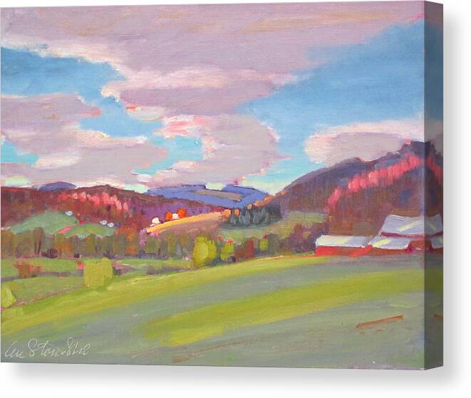 Berkshire Hills Paintings Canvas Print featuring the painting Hills of Upstate New York by Len Stomski