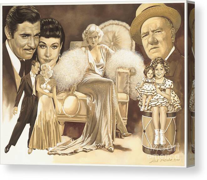 Portrait Canvas Print featuring the painting Hollywoods Golden Era by Dick Bobnick