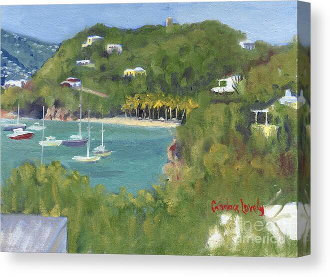Island Canvas Print featuring the painting Birds Eye View Honeymoon Beach North by Candace Lovely