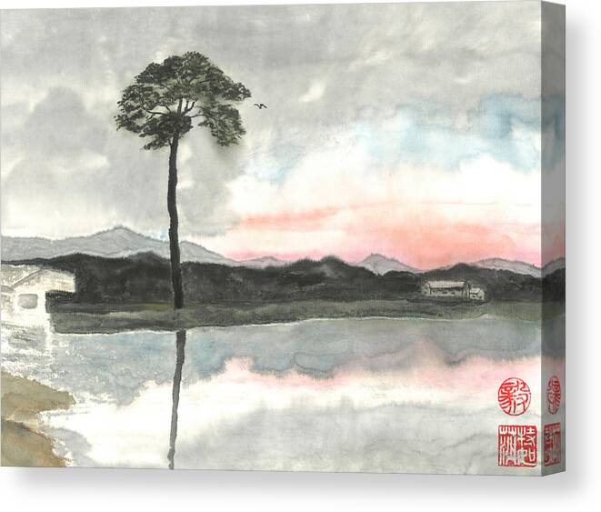 Japanese Canvas Print featuring the painting Hope for the Lone Pine by Terri Harris