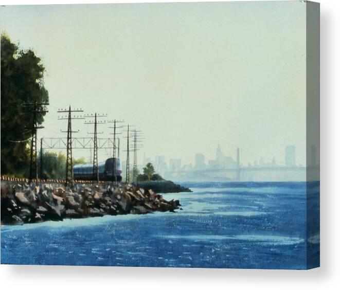 Watercolor Canvas Print featuring the painting Hudson Line by Daniel Dayley