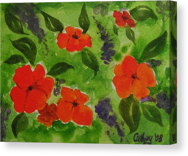 Flowers Canvas Print featuring the painting Impatiens by Catherine Howley