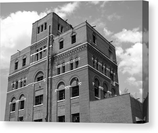 Imperial Canvas Print featuring the photograph Imperial Brewery Building bw by Elizabeth Sullivan