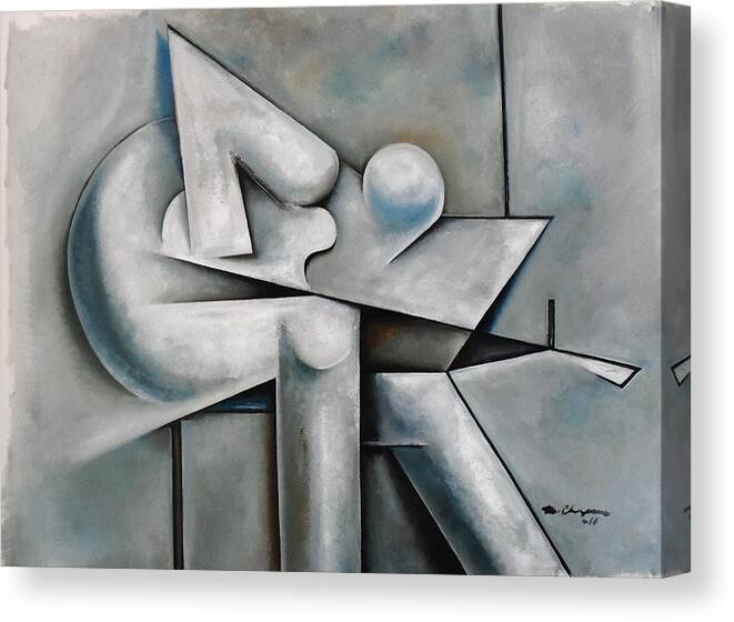 Cubism Jazz Guitar Canvas Print featuring the painting Improviso Solo by Martel Chapman