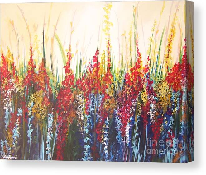 Garden Canvas Print featuring the painting In The Garden by Nereida Rodriguez