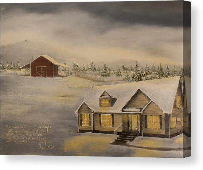 Snow Canvas Print featuring the painting In The Quiet by Katrina Nixon