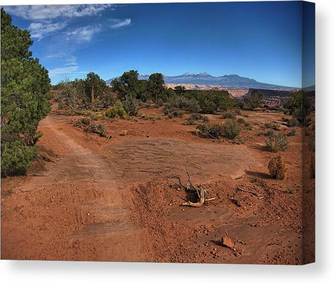 Trail Canvas Print featuring the photograph Intrepid and La-Sal by Tom Winfield