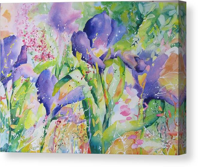 Abstract Paintings Canvas Print featuring the painting Iris And Friends by John Nussbaum