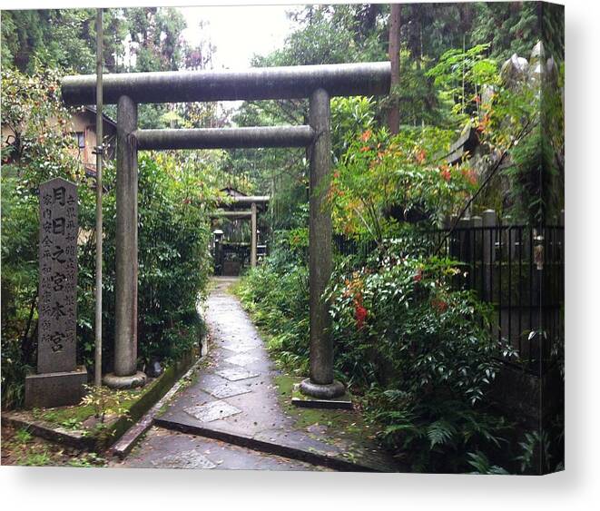 Japanese Canvas Print featuring the photograph Japanese Temple Passage by Angela Bushman