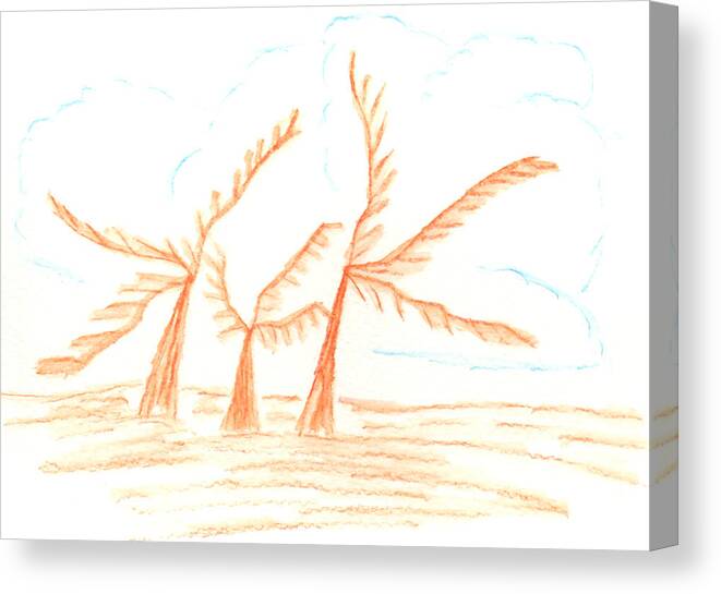 Watercolor Canvas Print featuring the painting Joyous Dancing Palm Trees by Barbara Burns