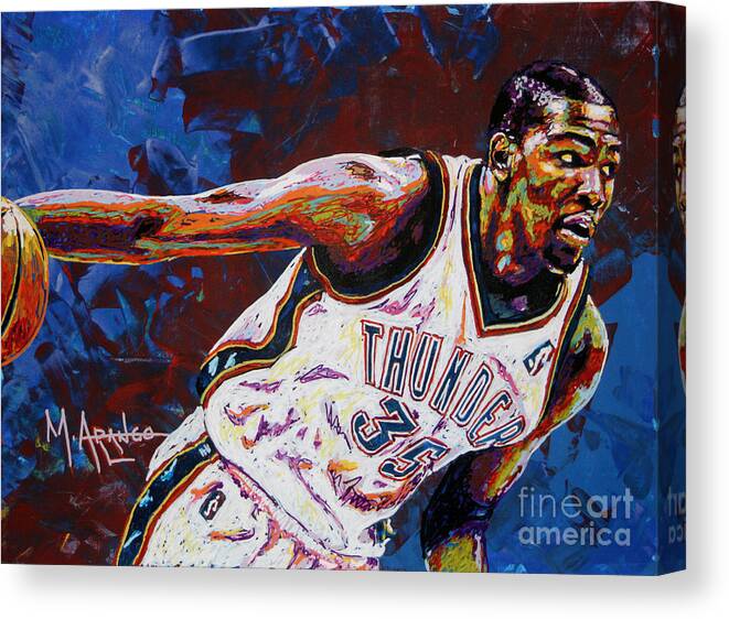 Kevin Canvas Print featuring the painting Kevin Durant by Maria Arango