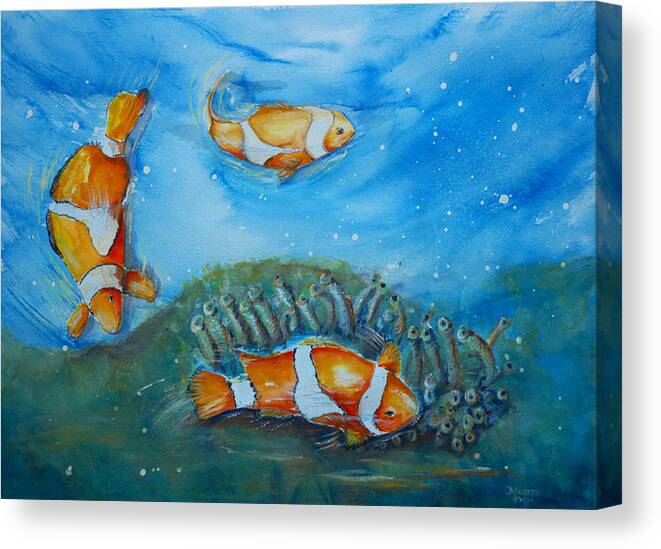 Koi' Canvas Print featuring the painting Koi's On The Reef by Bernadette Krupa