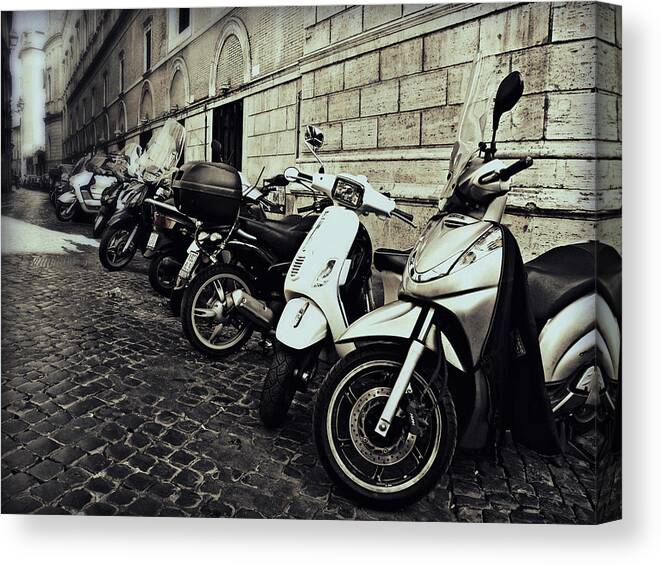 Motorcycles Canvas Print featuring the photograph La Terra di Moto by Micki Findlay