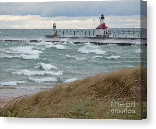 Lake Michigan Canvas Print featuring the photograph Lake Michigan Winds by Ann Horn