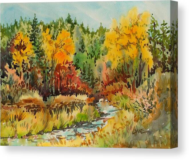 Autumn Creek Canvas Print featuring the painting Latah Creek Fall Colors by Lynne Haines