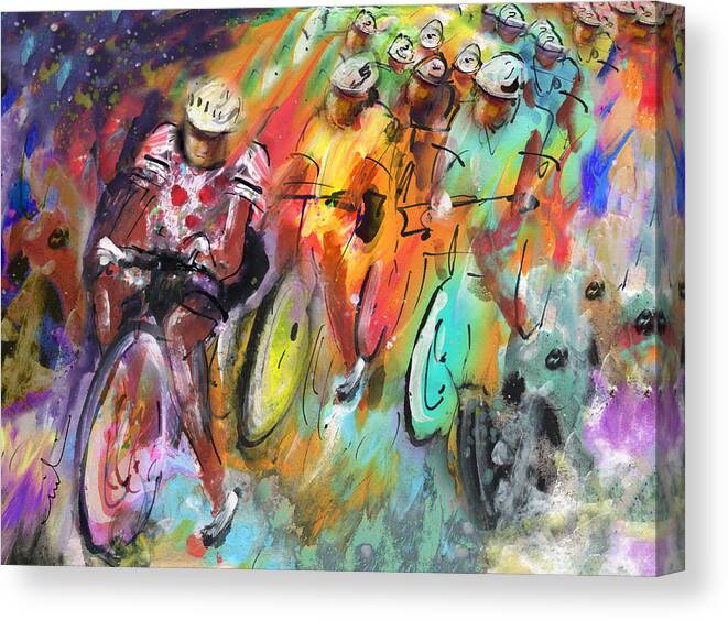 Sports Canvas Print featuring the painting Le Tour De France Madness by Miki De Goodaboom