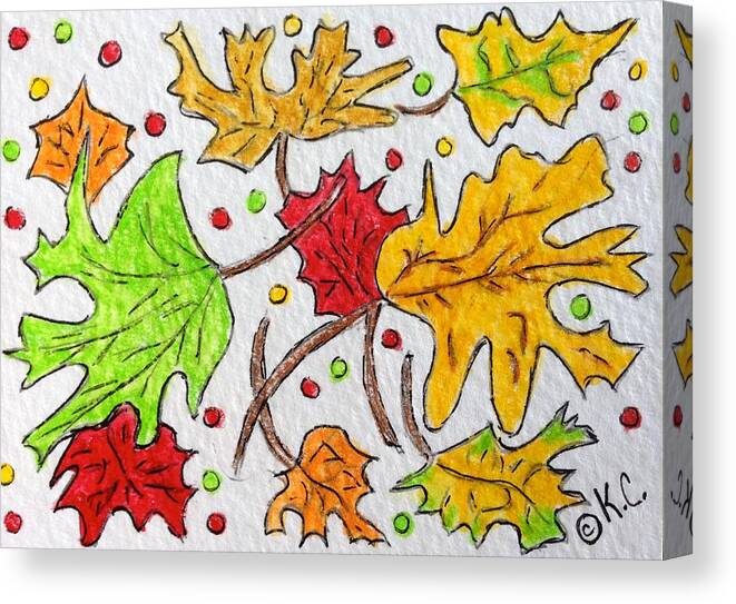 Leaves Canvas Print featuring the painting Leaves are Falling by Kathy Marrs Chandler