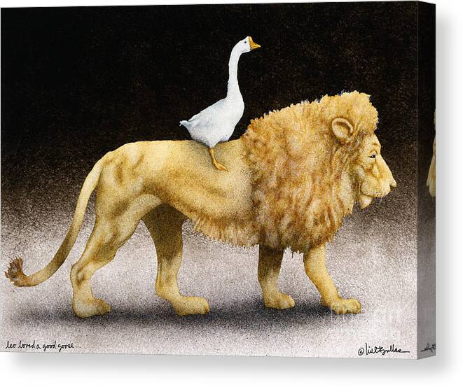 Will Bullas Canvas Print featuring the painting Leo loved a good goose... by Will Bullas
