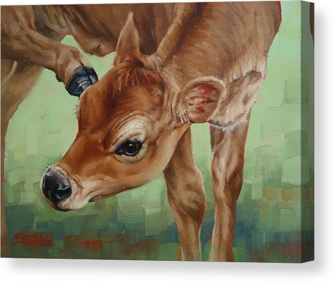Calf Canvas Print featuring the painting Libby With An Itch by Margaret Stockdale